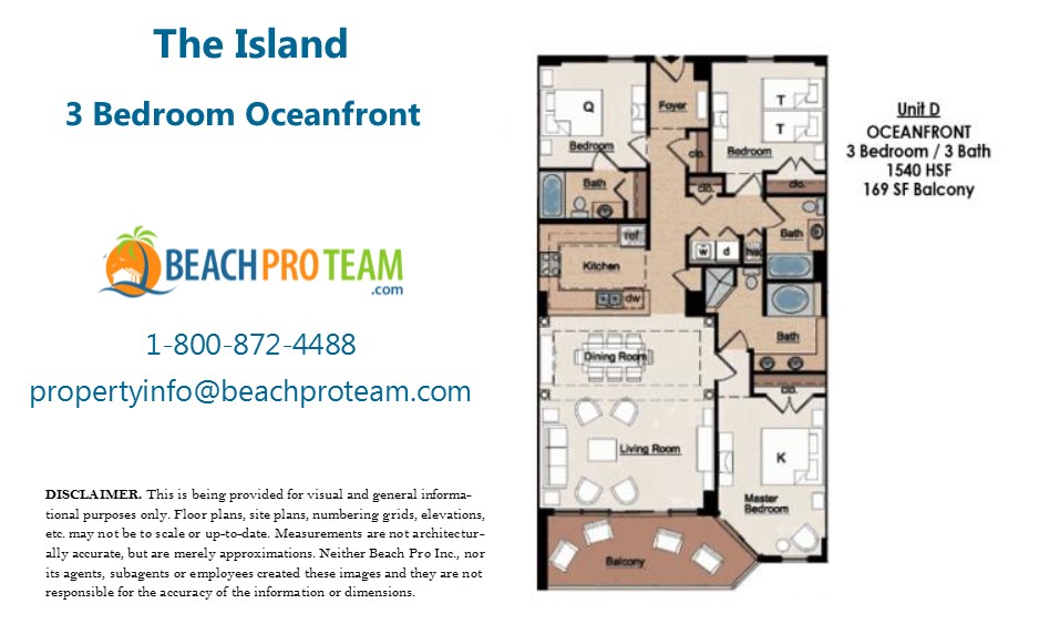 The Island Floor Plan D - 3 Bedroom Oceanfront